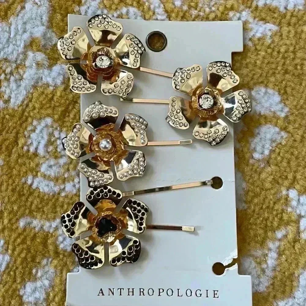 Anthropologie for brass flora crystal bobby pins